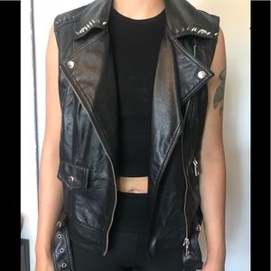 Faux Leather Studded Vest